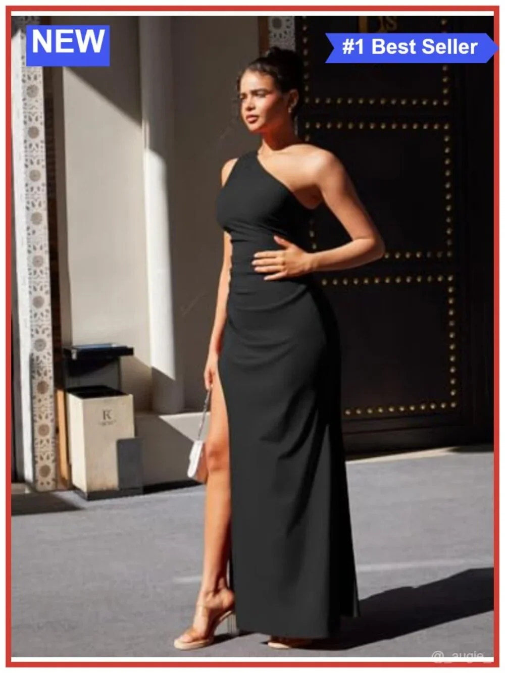One Shoulder Sleeveless High Split Mermaid Formal Dress Women's Stretch Bodycon